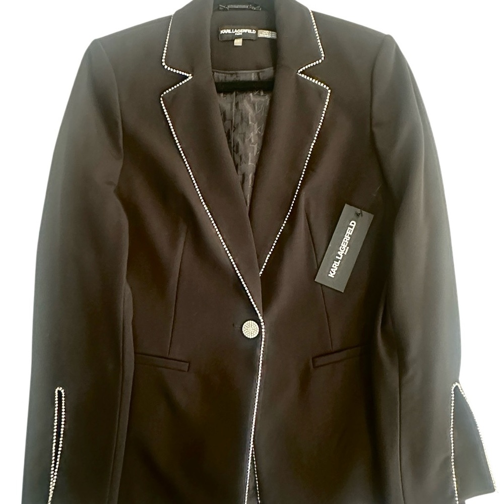 Karl Lagerfeld embellished Black Blazer with rhinestones